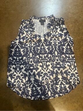 Rachel Navy and White Sleeveless Printed Camisole